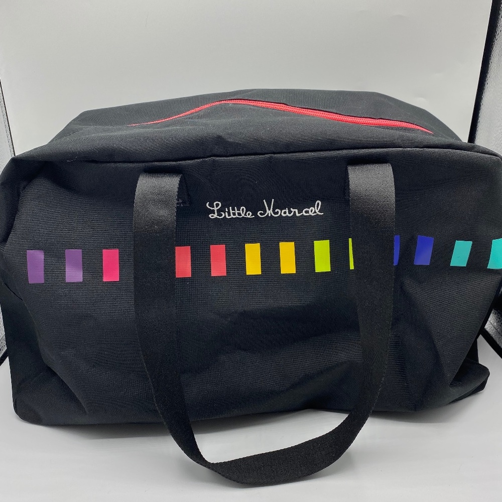 Little Marcel Black with Multicolour Band 48hr Canvas Fabric travel tote bag